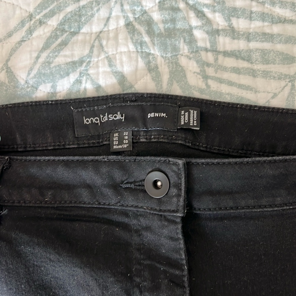 Long tall sally (18) stretch distressed black denim